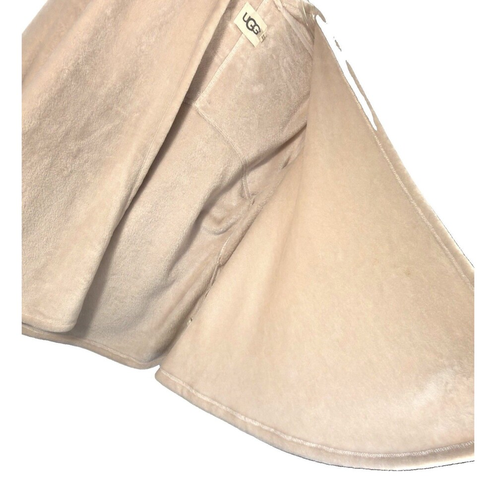 UGG Womens M Beige Plush Fleece Cardigan Open Front Shawl Collar Pockets Cozy - Picture 9 of 11